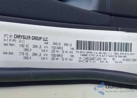 2011 Dodge Durango Express z USA, uszkodzony, nr VIN 1D4RE2GG0BC712245